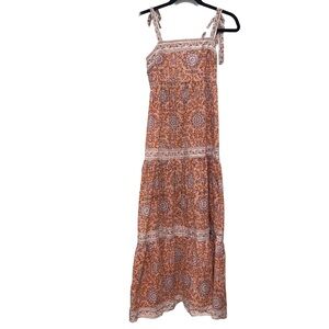 Jude Connally Rosie Midi Dress Cotton Sleeveless Peasant Boho Cottagecore Size S